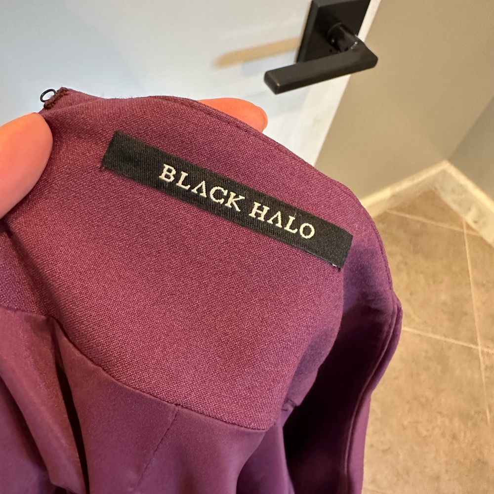 Black Halo Ruched Pencil Slit Skirt Eggplant - Picture 6 of 7